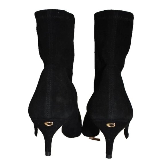 $350 Coach Restored Jade Bootie SUEDE BLACK POINTY GOLD "C" HEEL SOCK 9.5 (MG12) - Picture 5 of 7